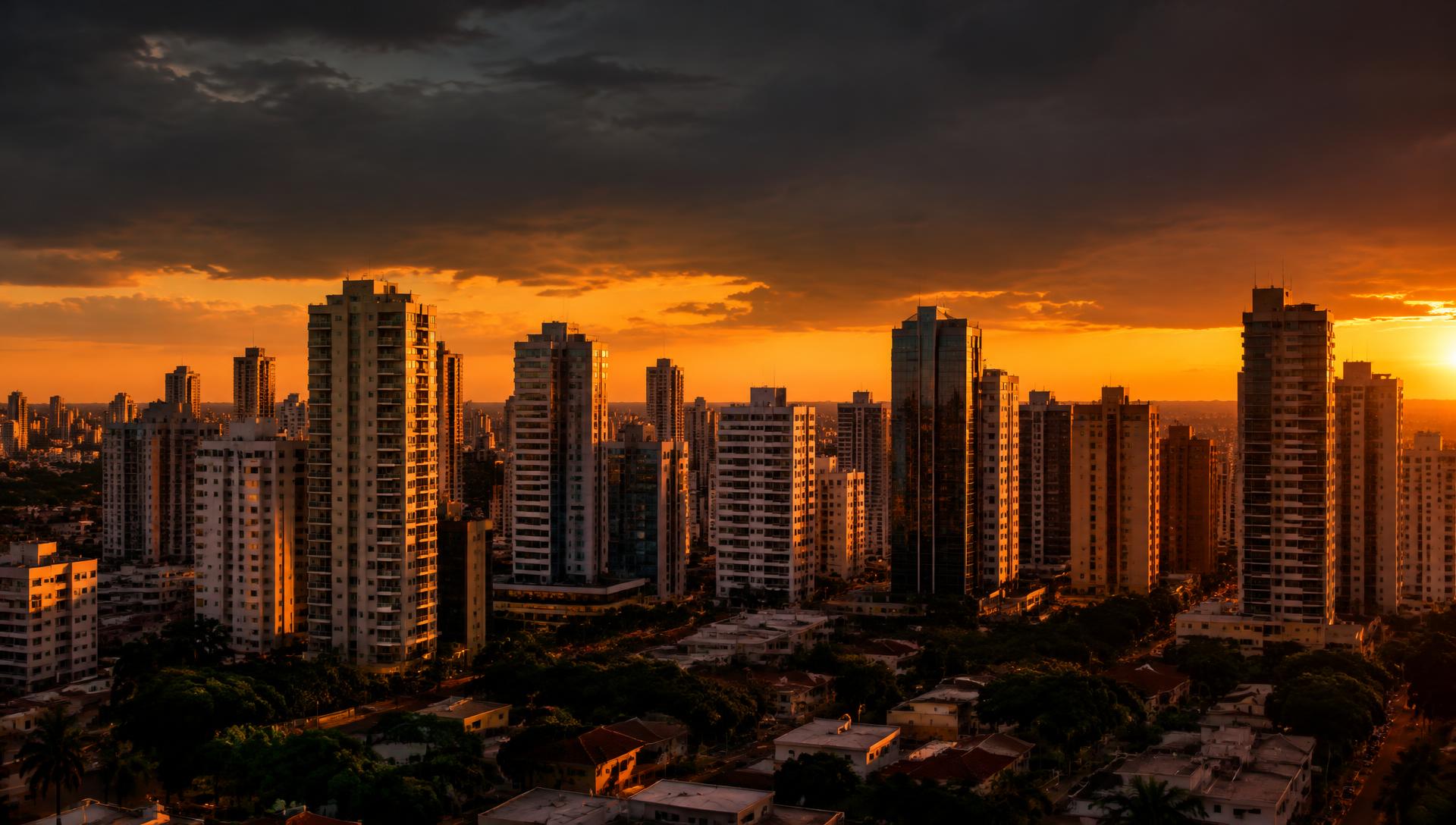 Vista ilustrativa de Goiânia ao entardecer